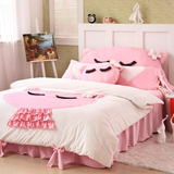 韩国公主粉色超可爱短毛绒加厚天鹅磨毛床上用品床裙被套三四件套