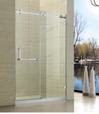 淋浴房整体简易一字型形浴室隔断屏风无框钢化玻璃304不锈钢V102