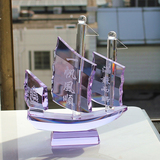 一帆风顺水晶船摆件招财工艺品家居装饰品摆设品创意开业礼品商务