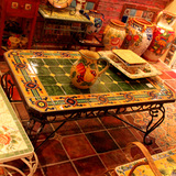 美式乡村田园摩洛哥墨西哥风格长方客厅茶几咖啡桌，户外花园茶几