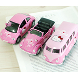 韩国正品Hello Kitty卡通汽车摆件模型甲壳虫巴士敞篷车玩具-现货