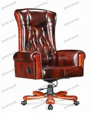 美式风格商务办公椅 进口真皮老板椅 欧式实木大班椅 高背椅1241