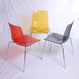 透明塑料PC休闲椅 不锈钢脚餐椅 坚固牢固简约椅组装椅聚碳酸酯椅