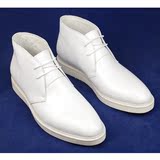 韩版新款真皮英伦男士短靴 白色软牛皮休闲皮鞋 高帮皮鞋男马丁靴