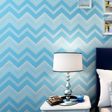 地中海风格无纺布壁纸 简约条纹客厅卧室防水加厚pvc墙纸 蓝色