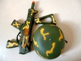 六一必备 长款军绿迷彩 火石枪+军帽 儿童玩具 幼儿园表演道具枪