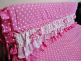 韩式可爱粉红点点布艺纯棉床头罩床头套床品防尘罩可夹棉定做