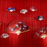 扇子挂件婚庆道具中式系列婚礼布置T台迎宾区创意舞台背景装饰