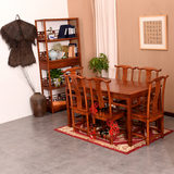明清仿古中式实木家具榆木板面长明式简约方形桌子餐桌椅组合特价