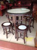 黑檀木石面园台天然大理石面餐桌；仿古茶台；厂家直销批发