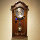 威灵顿钟表实木欧式古典石英钟摇摆钟音乐整点报时挂钟客厅静音