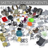 【座椅合集】su室内家装工装SketchUp 7.0精品家具模型卧室餐厅