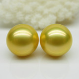 双12特价天然海水珍珠裸珠 浅金色9-10正圆强光无瑕 定制珍珠耳环