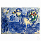 蓝色大公鸡 Marc Chagall 夏加尔装饰画家居艺术客厅书房餐厅酒吧