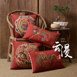 龙凤呈祥 现代新中式红色婚庆结婚礼物沙发靠垫棉麻大抱枕套靠枕