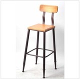 铁艺实木酒吧椅北欧仿古做旧纯实木吧台椅子吧凳单人高脚凳子特价