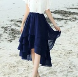 特价春夏新款韩版子雪纺长裙不规则半身裙女燕尾裙沙滩裙中长款裙