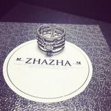 ZHAZHA925银港潮范克罗心超经典宽层设计黑玛瑙开口戒指女礼物