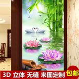 现代中式3D立体大型壁画客厅玄关走廊背景装饰背景墙高清定制墙画