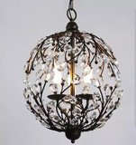 美式复古铁艺个性水晶灯具北欧球形创意艺术客厅餐厅田园树枝吊灯