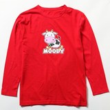 男童中大童春秋季新款纯棉圆领大红色可爱小牛图案长袖T恤打底衫