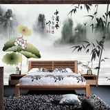 现代中式简约壁画沙发电视背景墙画中国风卧室墙布无纺布无缝壁纸