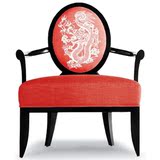 新款中式生肖圈椅 太师椅 酒店会所大堂现代简约实木布艺扶手餐椅
