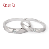 GsunG 18K白金钻石情侣对戒结婚戒指男女款铂金指环钻戒指订制