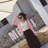 夏新款韩版修身显瘦短款长袖薄款防晒衣冰丝针织开衫外套女WT818