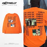 美式潮牌街头嘻哈 the life of Pablo 相片橙色长袖T恤 打底男女