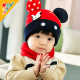 韩版宝宝秋冬季婴儿毛线帽子女可爱1-2岁儿童套头帽男保暖护耳帽0
