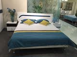 后现代简约样板间床品六件套家居卖场展示床上用品样板房床品蓝色