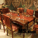 欧式奢华桌旗高档布艺烫金美式餐桌时尚茶几桌布中式古典床旗红色