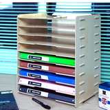 089桌面高档办公用品文具木质A4横向文件柜档案分类架DIY10层包邮