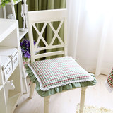 英伦田园风-蕾丝花边荷叶边 餐椅垫 坐垫 小绿格子可拆椅垫