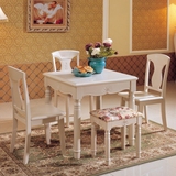 实木白色小方桌饭桌现代简约时尚田园小户型餐桌椅组合正方形餐台