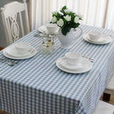 欧式地中海桌布布艺蓝色小格子茶几台布色织高档餐桌布/桌旗 餐垫