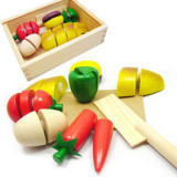木制切切看 过家家玩具 玩具蔬菜仿真水果 切切乐玩具水果木盒装