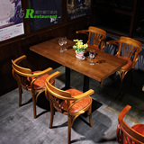 美式loft复古实木西餐厅星巴克桌 咖啡厅餐桌 椅漫咖啡桌椅椅组合