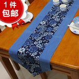 中式现代民族风格高档桌布茶几蓝印花布餐桌旗欧式简约电视柜盖布