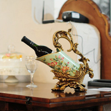 欧式宫廷红酒架美式乡村树脂复古摆件创意时尚客厅装饰工艺品酒架