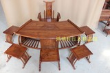 红木花梨木家具茶台1.68米 电磁炉茶艺桌实木扇形休闲茶桌椅组合