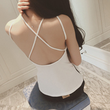 2016夏装新款韩版内搭新款打底衫修身显瘦性感露背白色吊带背心女