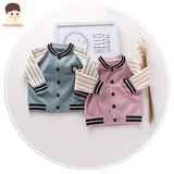 女小童毛衣1-4岁女宝宝针织开衫儿童秋装韩版贴布兔子棒球外套潮
