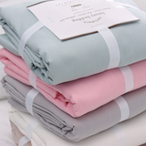 上品 出口美国 天然亚麻 天丝 纯色 简约寝室双人床单枕套三件套