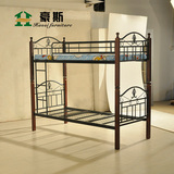 HD528双层橡木铁艺床 儿童上下床 实木铁床 钢管床 90x190cm