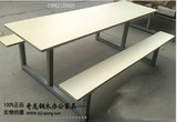 厂家直销工厂食堂防火板餐桌椅组合连体不锈钢快餐桌椅四人位批发