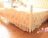 蕾丝公主全棉床笠式床垫 蛋挞 席梦思保护套 粉色碎花床裙床罩