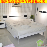 新款板式床 黑白色 烤漆 简约现代时尚 1.5/1.8米 大床 高/低箱床