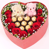 长沙市鲜花速递实体店同城配送花束市内免费配送红玫瑰巧克力礼盒